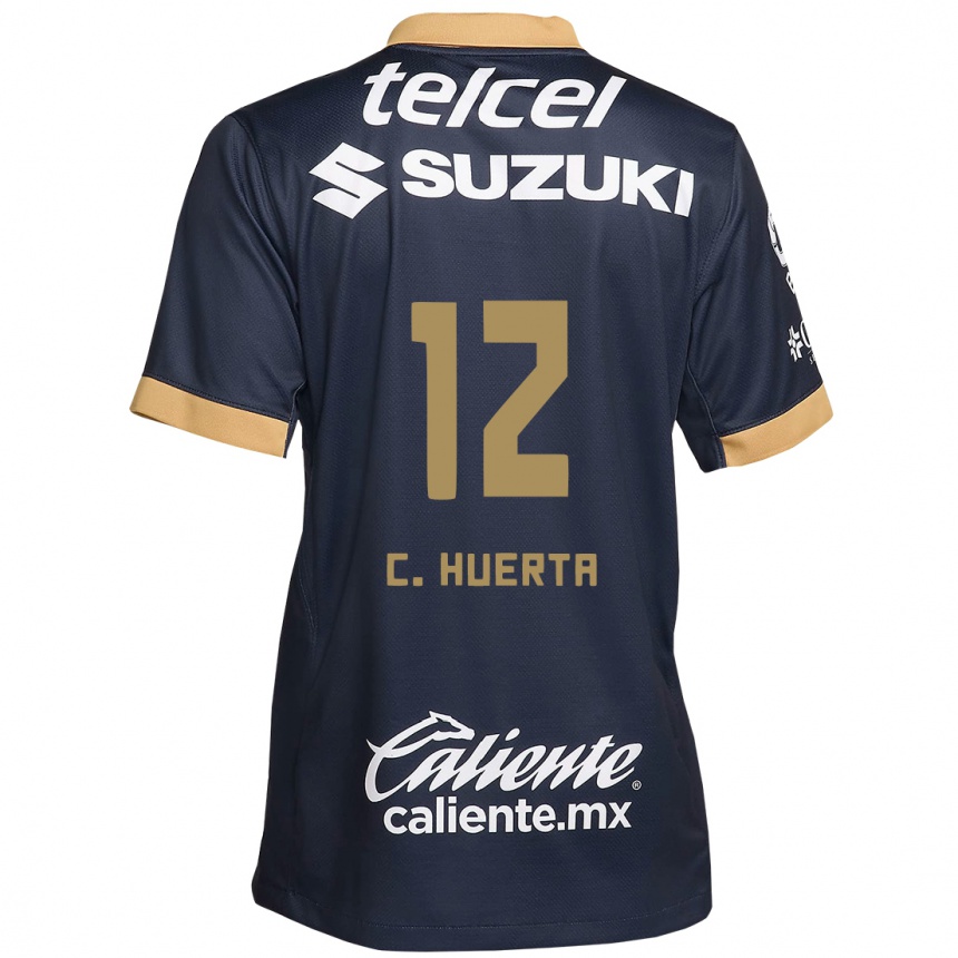 Kids Football César Huerta #12 Obsidian Gold White Away Jersey 2024/25 T-Shirt Australia