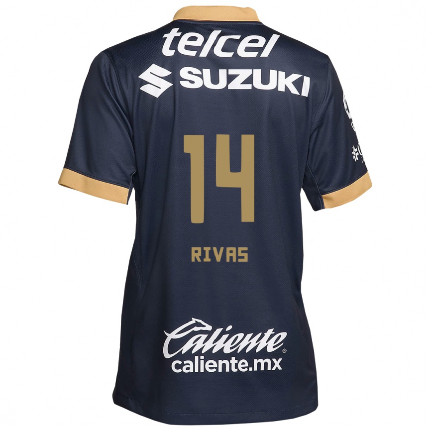 Kids Football Jesús Rivas #14 Obsidian Gold White Away Jersey 2024/25 T-Shirt Australia