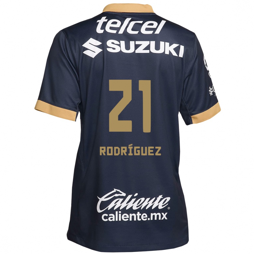 Kids Football Michell Rodríguez #21 Obsidian Gold White Away Jersey 2024/25 T-Shirt Australia