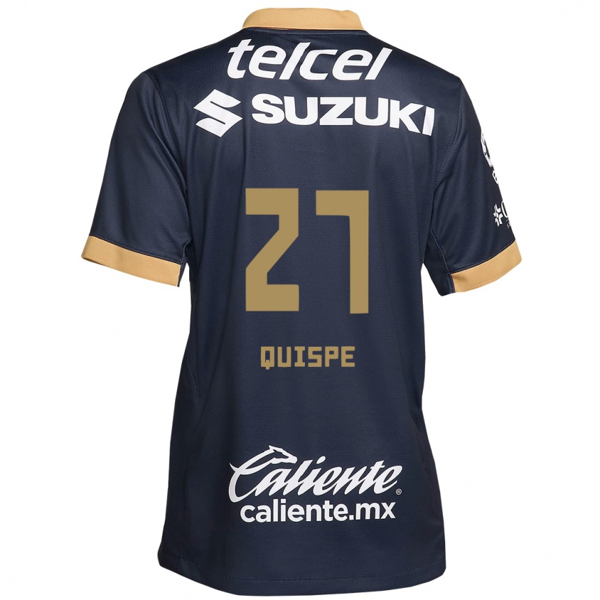 Kids Football Piero Quispe #27 Obsidian Gold White Away Jersey 2024/25 T-Shirt Australia