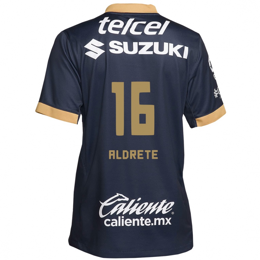 Kids Football Adrián Aldrete #16 Obsidian Gold White Away Jersey 2024/25 T-Shirt Australia