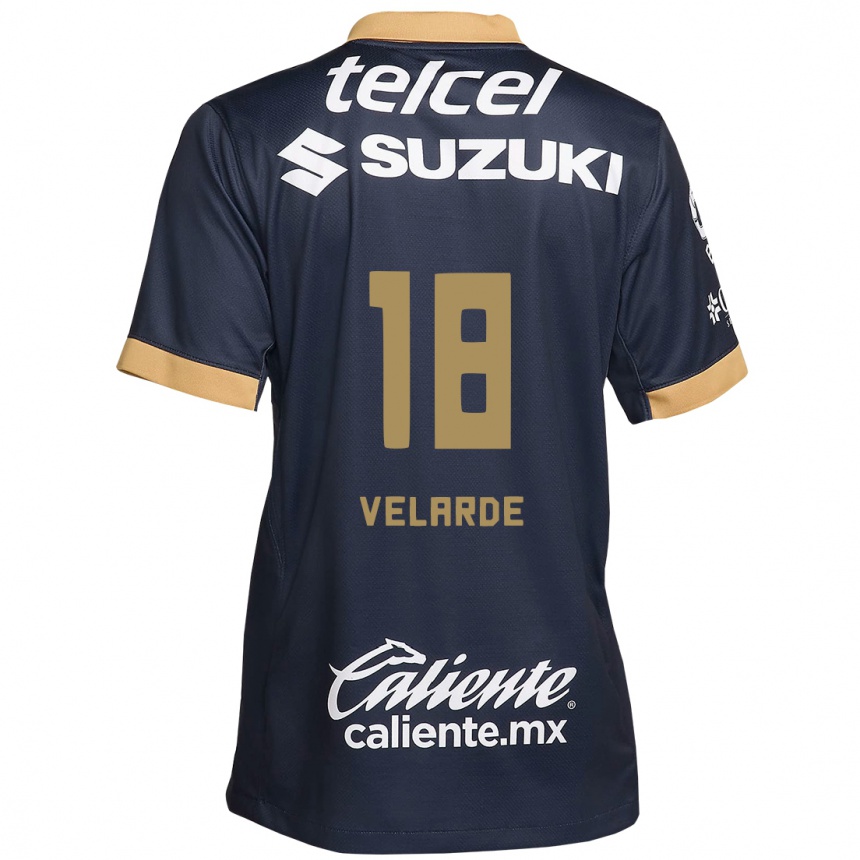 Kids Football Efrain Velarde #18 Obsidian Gold White Away Jersey 2024/25 T-Shirt Australia