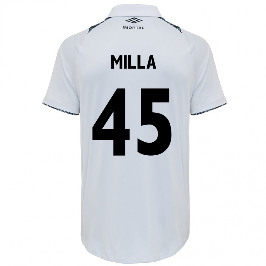 Kids Football Lucas Milla #45 White Blue Away Jersey 2024/25 T-Shirt Australia