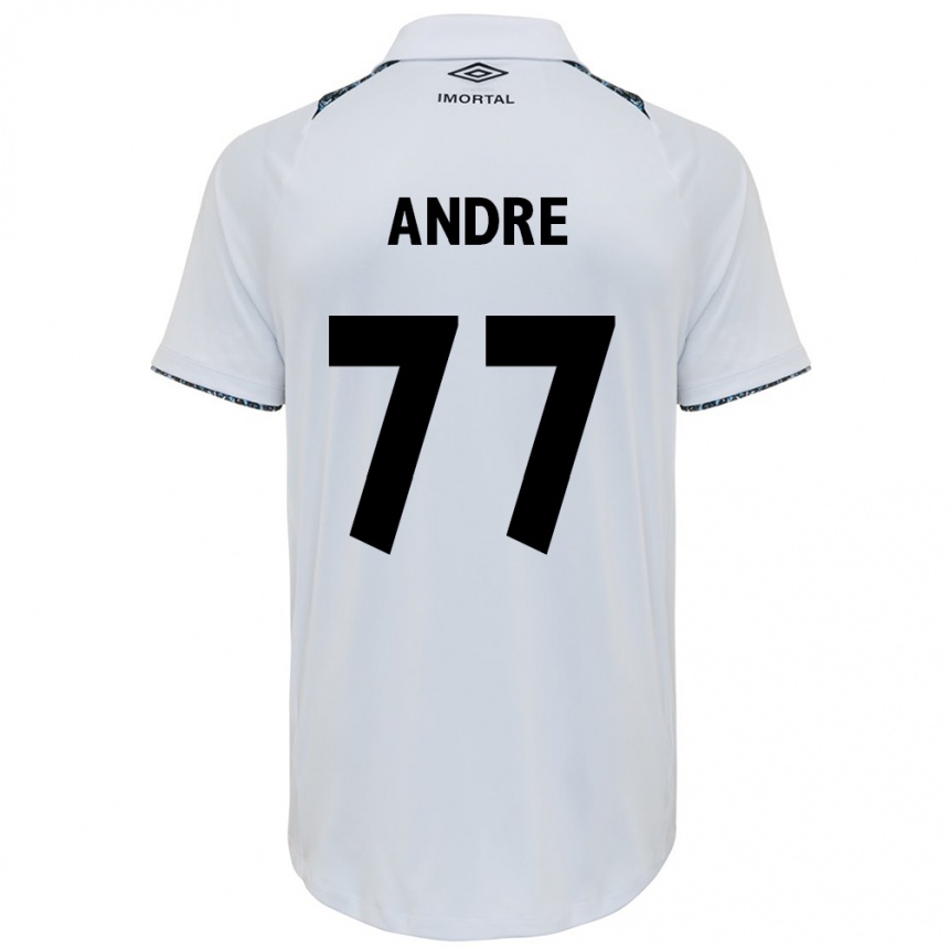 Kids Football André #77 White Blue Away Jersey 2024/25 T-Shirt Australia