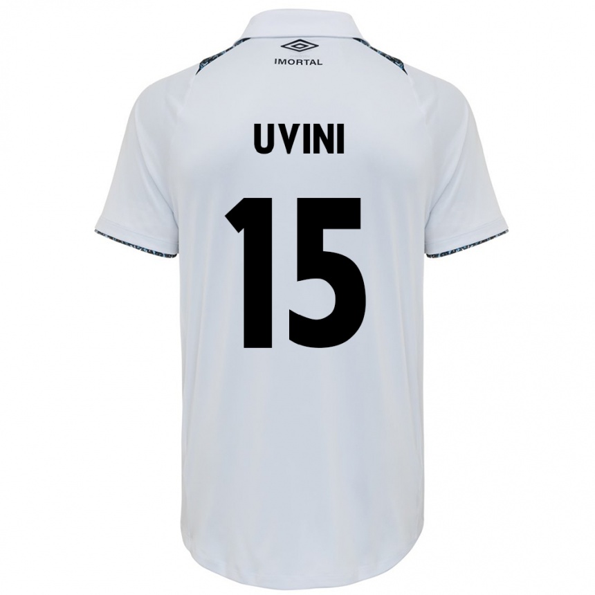 Kids Football Bruno Uvini #15 White Blue Away Jersey 2024/25 T-Shirt Australia