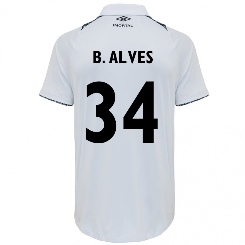 Kids Football Bruno Alves #34 White Blue Away Jersey 2024/25 T-Shirt Australia