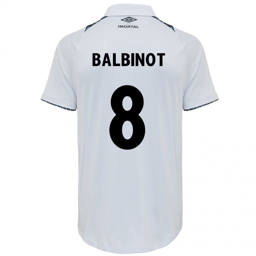 Kids Football Manu Balbinot #8 White Blue Away Jersey 2024/25 T-Shirt Australia