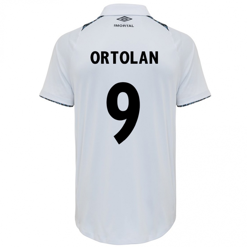 Kids Football Dani Ortolan #9 White Blue Away Jersey 2024/25 T-Shirt Australia