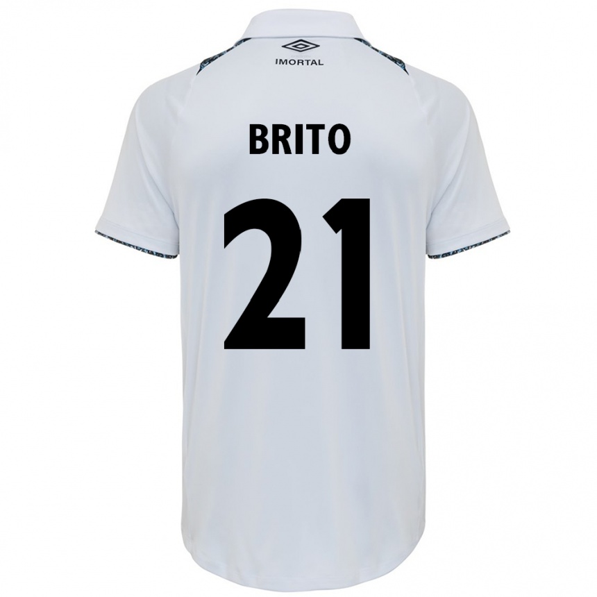 Kids Football Brito #21 White Blue Away Jersey 2024/25 T-Shirt Australia