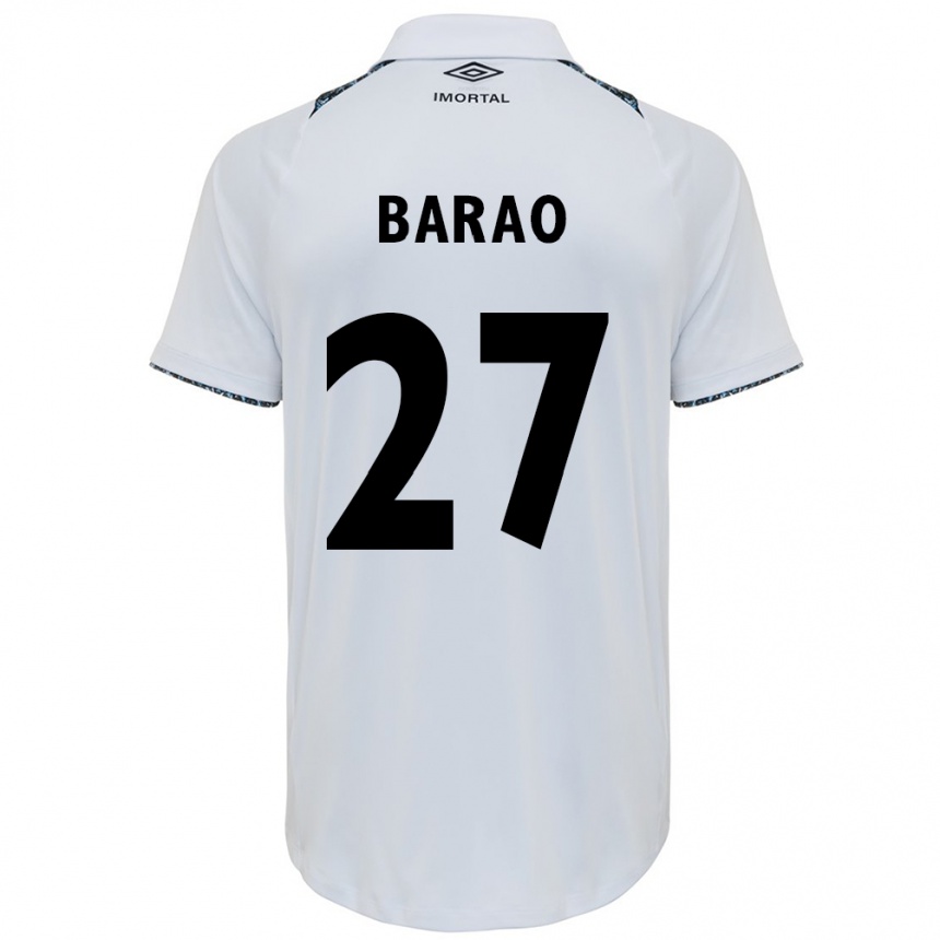 Kids Football Dani Barão #27 White Blue Away Jersey 2024/25 T-Shirt Australia