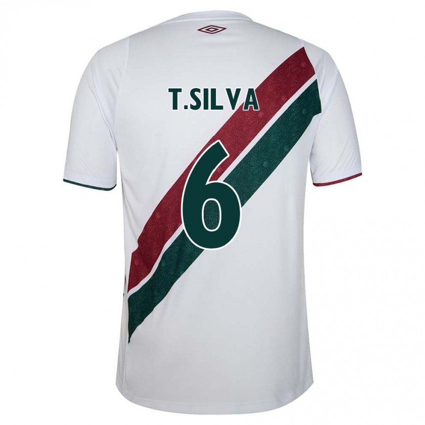 Kids Football Thiago Silva #6 White Green Maroon Away Jersey 2024/25 T-Shirt Australia