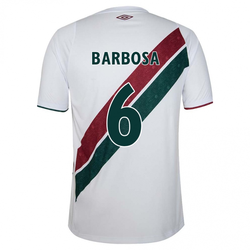 Kids Football Diogo Barbosa #6 White Green Maroon Away Jersey 2024/25 T-Shirt Australia