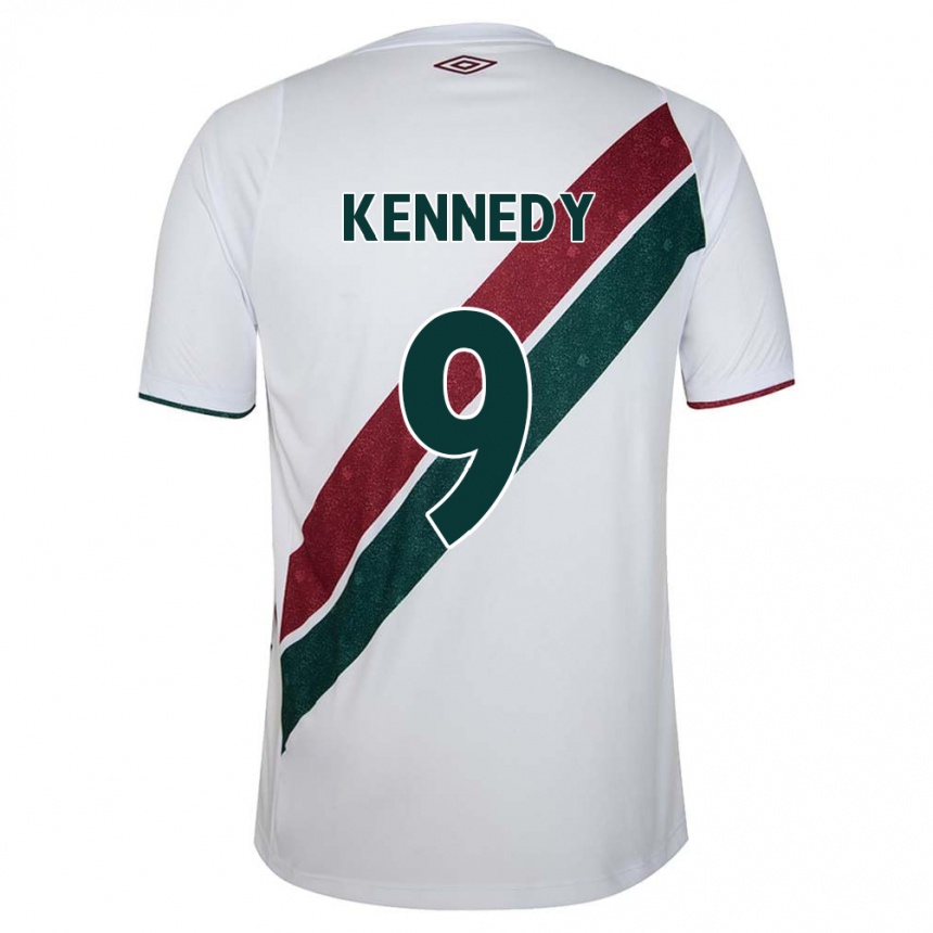 Kids Football John Kennedy #9 White Green Maroon Away Jersey 2024/25 T-Shirt Australia