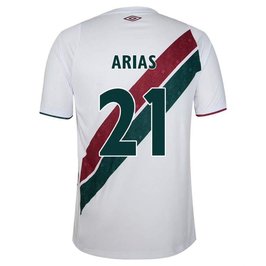 Kids Football Jhon Arias #21 White Green Maroon Away Jersey 2024/25 T-Shirt Australia