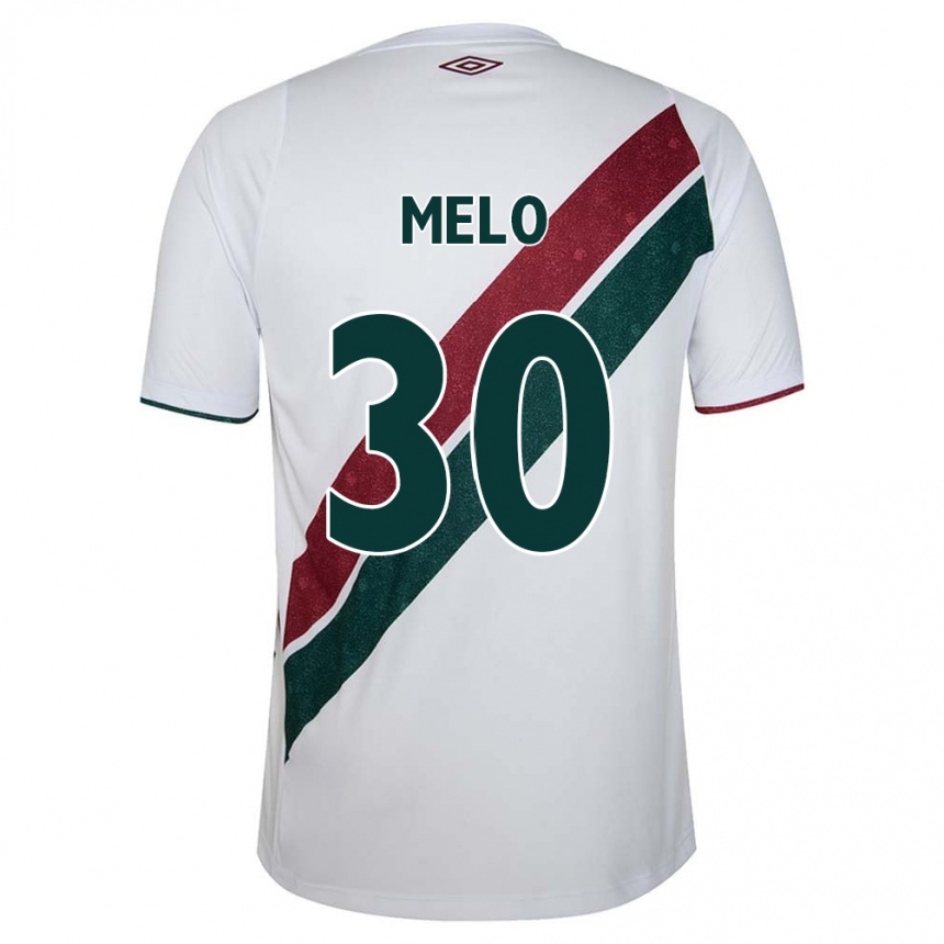 Kids Football Felipe Melo #30 White Green Maroon Away Jersey 2024/25 T-Shirt Australia