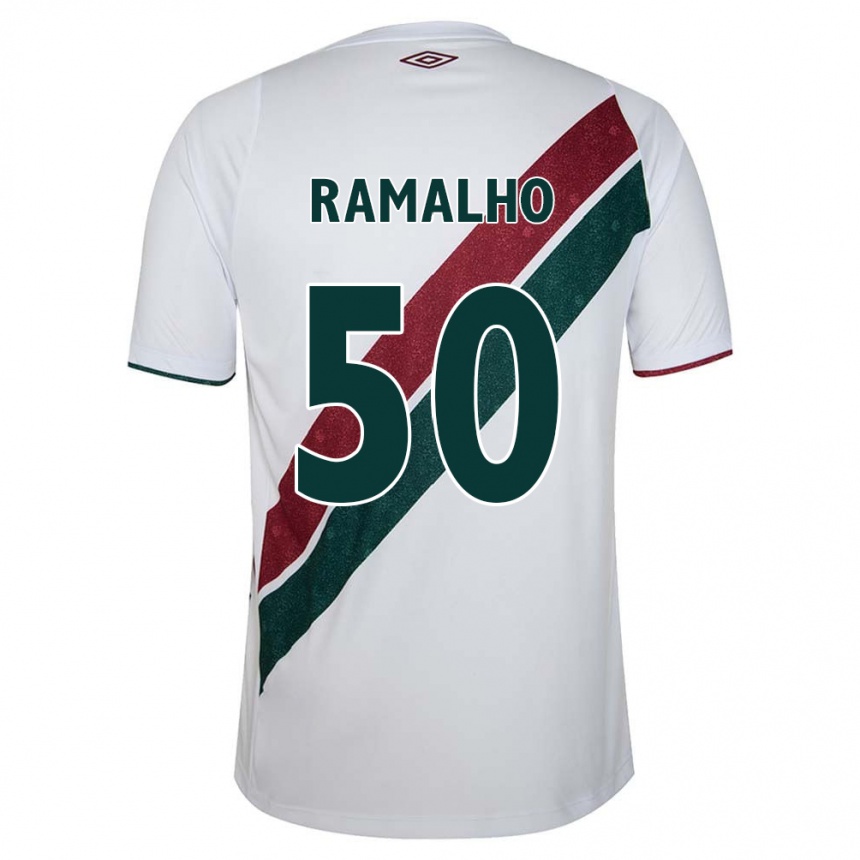 Kids Football Gustavo Ramalho #50 White Green Maroon Away Jersey 2024/25 T-Shirt Australia