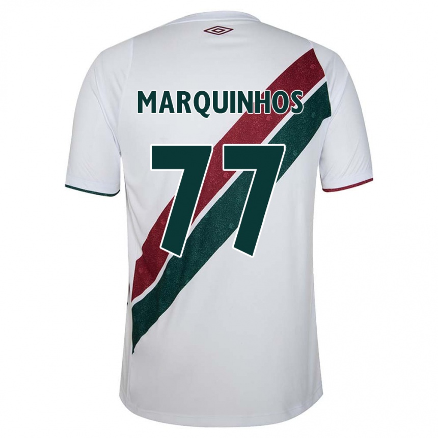 Kids Football Marquinhos #77 White Green Maroon Away Jersey 2024/25 T-Shirt Australia