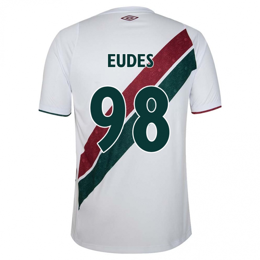 Kids Football Vitor Eudes #98 White Green Maroon Away Jersey 2024/25 T-Shirt Australia