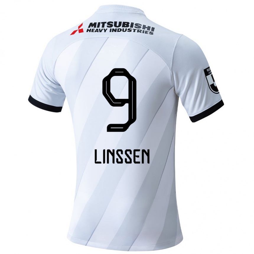 Kids Football Bryan Linssen #9 White Grey Away Jersey 2024/25 T-Shirt Australia