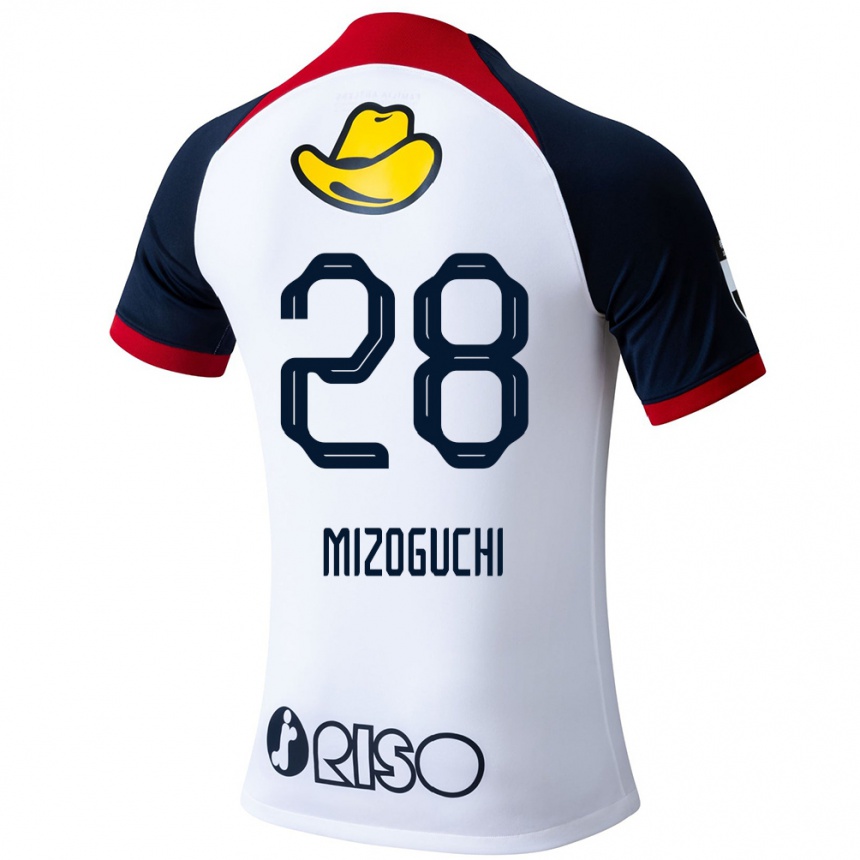 Kids Football Shuhei Mizoguchi #28 White Blue Red Away Jersey 2024/25 T-Shirt Australia