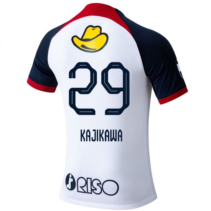 Kids Football Yuji Kajikawa #29 White Blue Red Away Jersey 2024/25 T-Shirt Australia