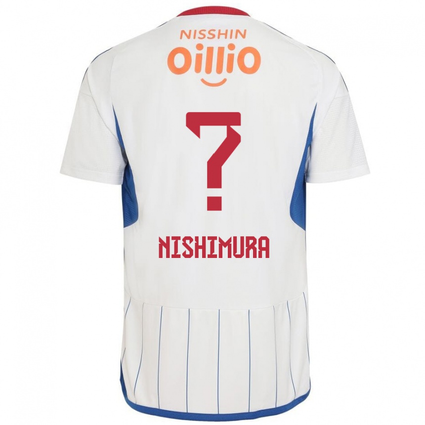 Kids Football Takuma Nishimura #0 White Blue Red Away Jersey 2024/25 T-Shirt Australia