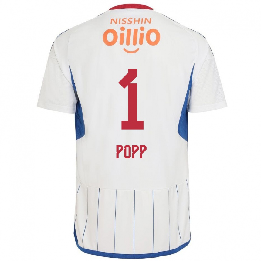 Kids Football William Popp #1 White Blue Red Away Jersey 2024/25 T-Shirt Australia