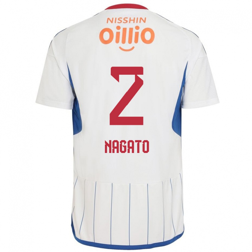 Kids Football Katsuya Nagato #2 White Blue Red Away Jersey 2024/25 T-Shirt Australia