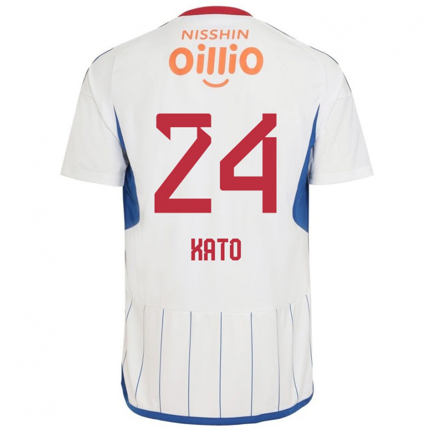 Kids Football Hijiri Kato #24 White Blue Red Away Jersey 2024/25 T-Shirt Australia