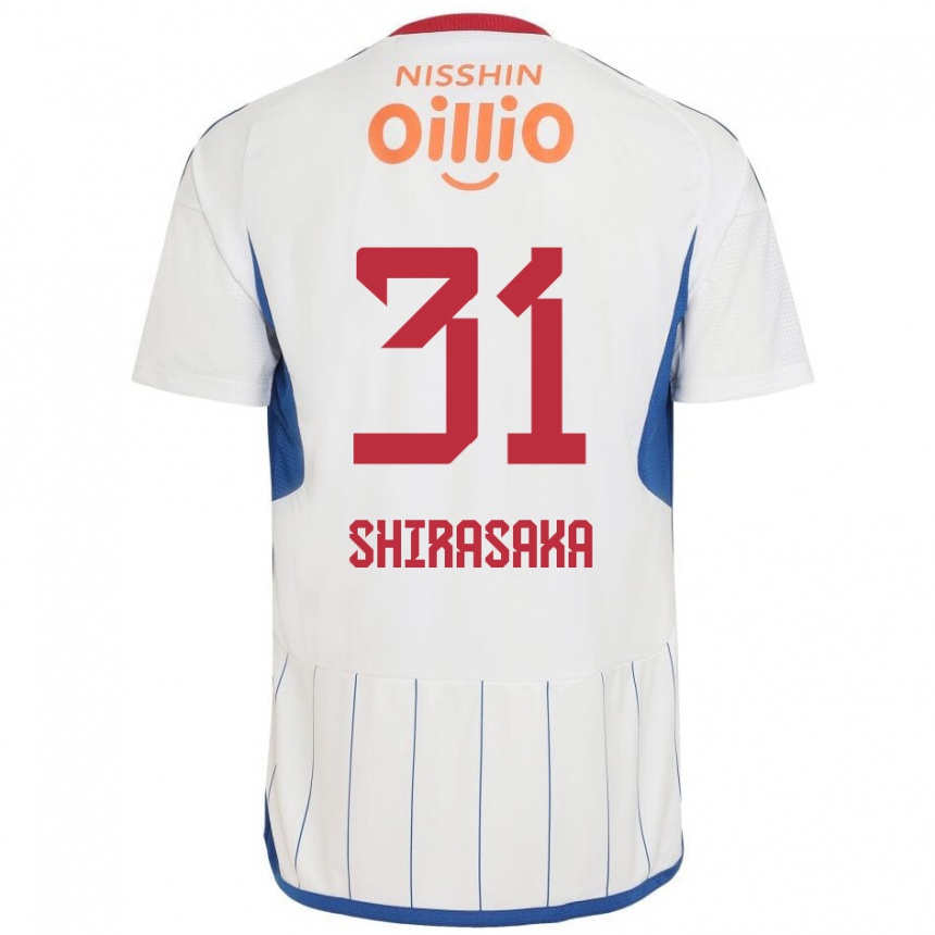 Kids Football Fuma Shirasaka #31 White Blue Red Away Jersey 2024/25 T-Shirt Australia