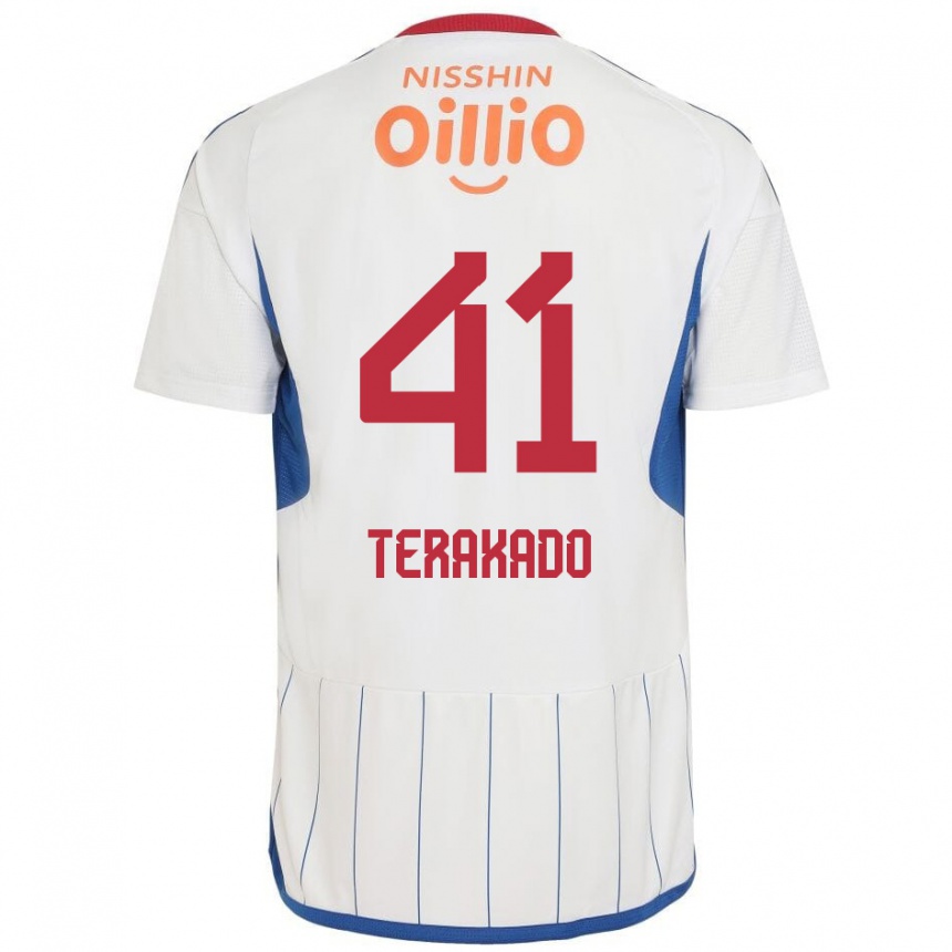 Kids Football Riku Terakado #41 White Blue Red Away Jersey 2024/25 T-Shirt Australia