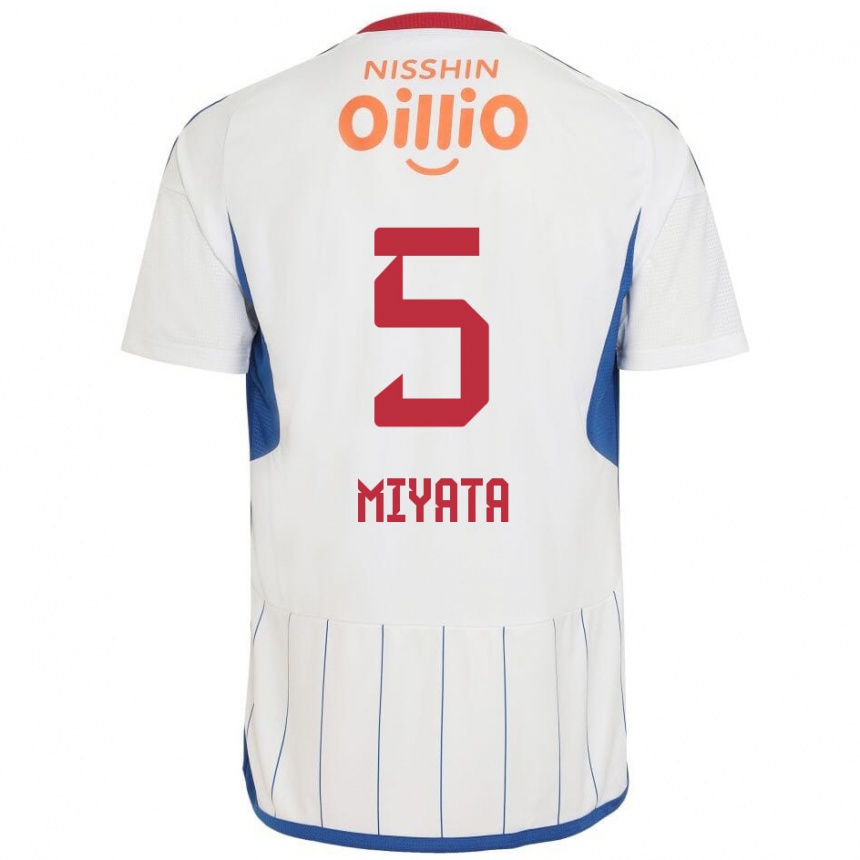 Kids Football Haru Miyata #5 White Blue Red Away Jersey 2024/25 T-Shirt Australia