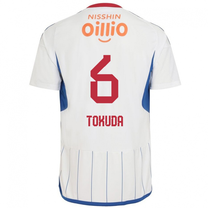 Kids Football Yuma Tokuda #6 White Blue Red Away Jersey 2024/25 T-Shirt Australia