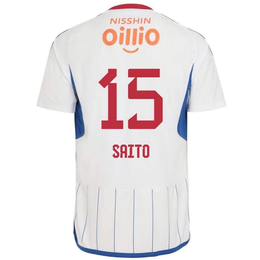 Kids Football Haru Saito #15 White Blue Red Away Jersey 2024/25 T-Shirt Australia