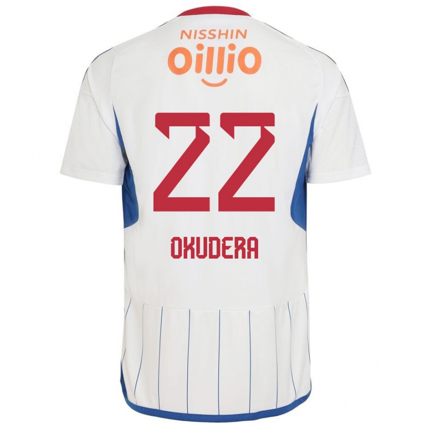 Kids Football Minato Okudera #22 White Blue Red Away Jersey 2024/25 T-Shirt Australia