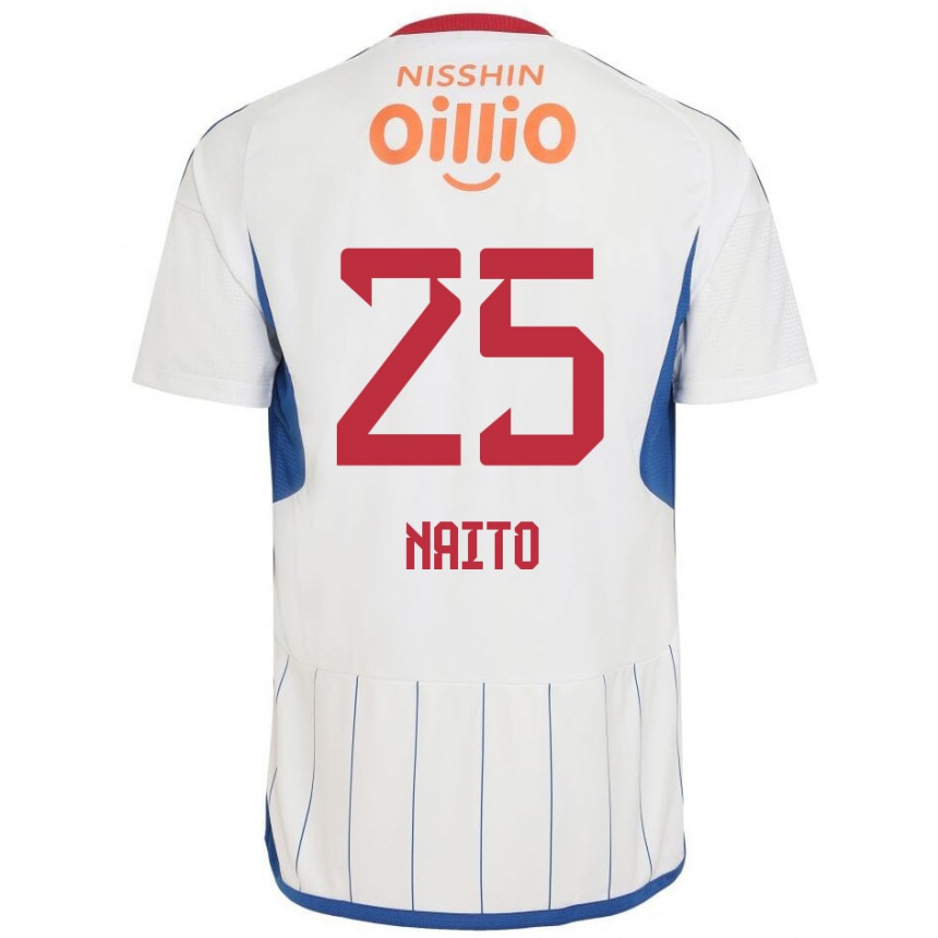 Kids Football Kiyomu Naito #25 White Blue Red Away Jersey 2024/25 T-Shirt Australia