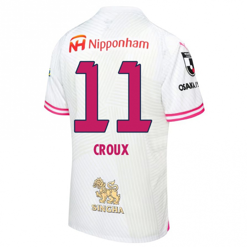 Kids Football Jordy Croux #11 White Pink Away Jersey 2024/25 T-Shirt Australia