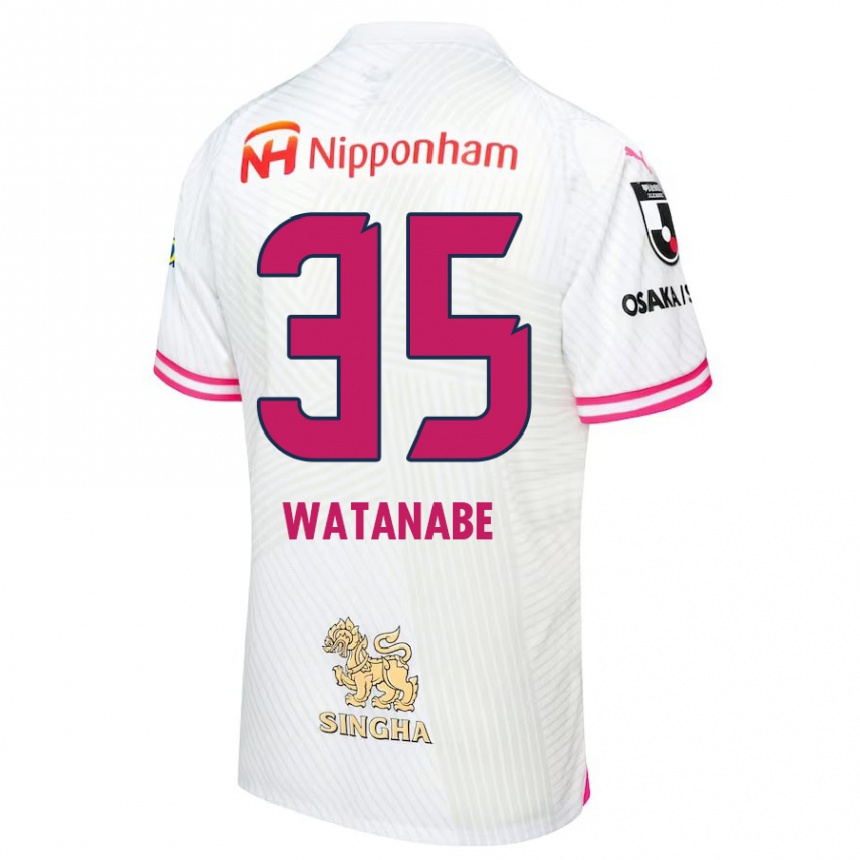 Kids Football Ryo Watanabe #35 White Pink Away Jersey 2024/25 T-Shirt Australia