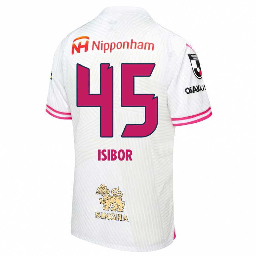 Kids Football Ken Isibor #45 White Pink Away Jersey 2024/25 T-Shirt Australia