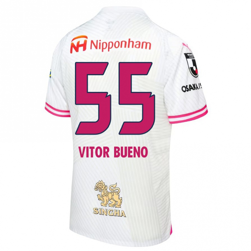 Kids Football Vitor Bueno #55 White Pink Away Jersey 2024/25 T-Shirt Australia