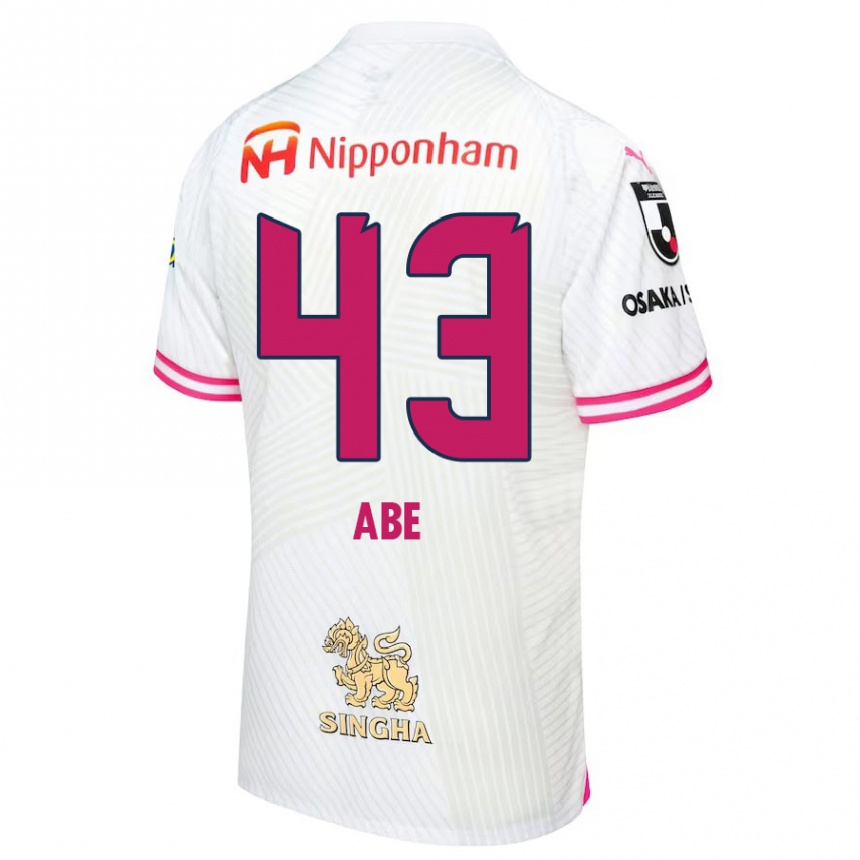 Kids Football Yosei Abe #43 White Pink Away Jersey 2024/25 T-Shirt Australia