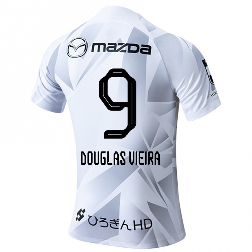 Kids Football Douglas Vieira #9 White Grey Black Away Jersey 2024/25 T-Shirt Australia