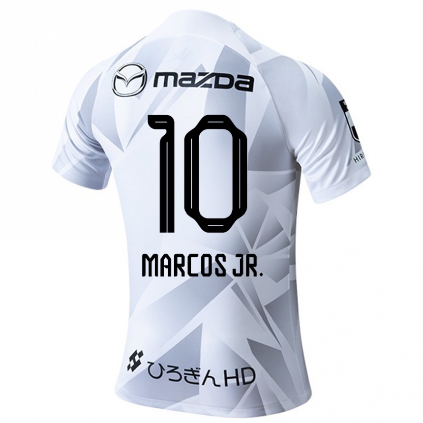 Kids Football Marcos Júnior #10 White Grey Black Away Jersey 2024/25 T-Shirt Australia