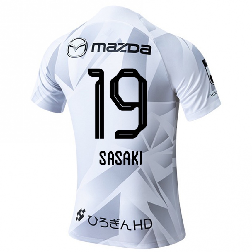 Kids Football Sho Sasaki #19 White Grey Black Away Jersey 2024/25 T-Shirt Australia