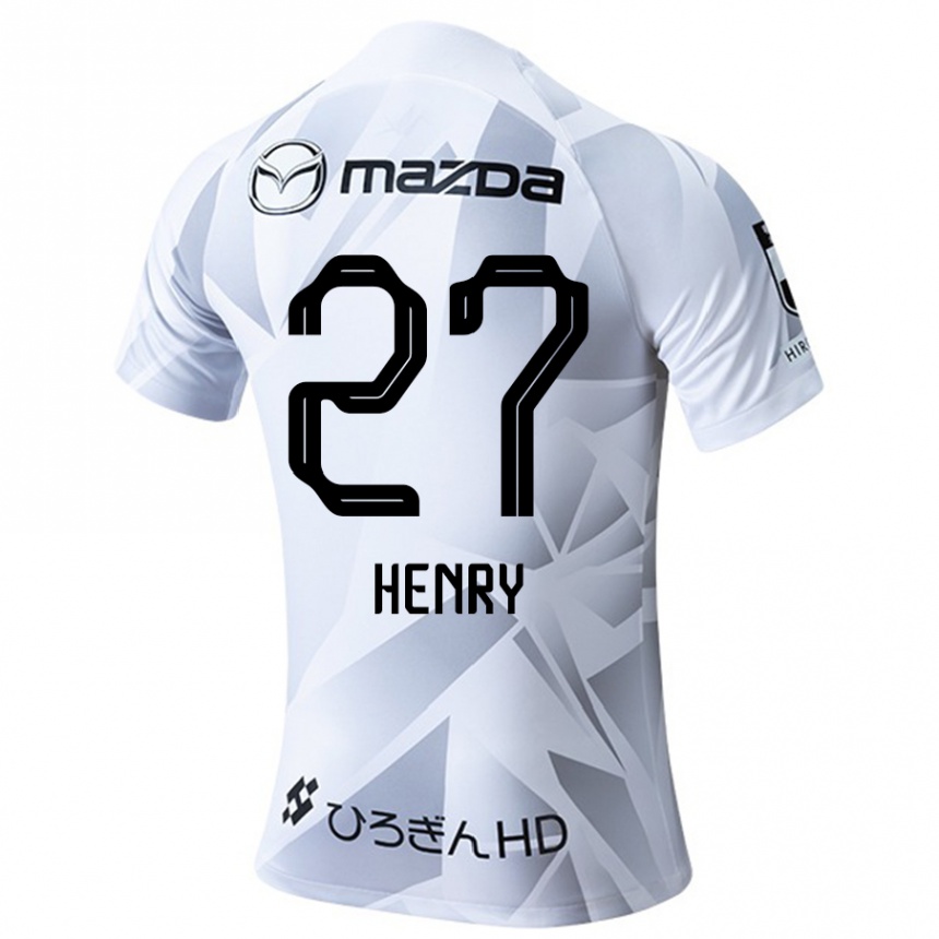 Kids Football Osamu Henry Iyoha #27 White Grey Black Away Jersey 2024/25 T-Shirt Australia