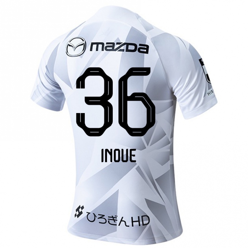 Kids Football Aren Inoue #36 White Grey Black Away Jersey 2024/25 T-Shirt Australia