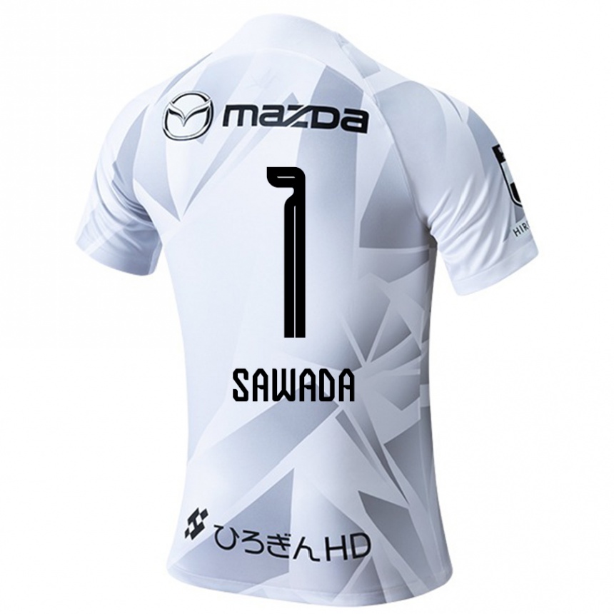 Kids Football Shunsuke Sawada #1 White Grey Black Away Jersey 2024/25 T-Shirt Australia