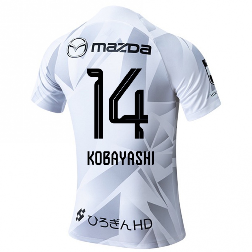 Kids Football Shimon Kobayashi #14 White Grey Black Away Jersey 2024/25 T-Shirt Australia