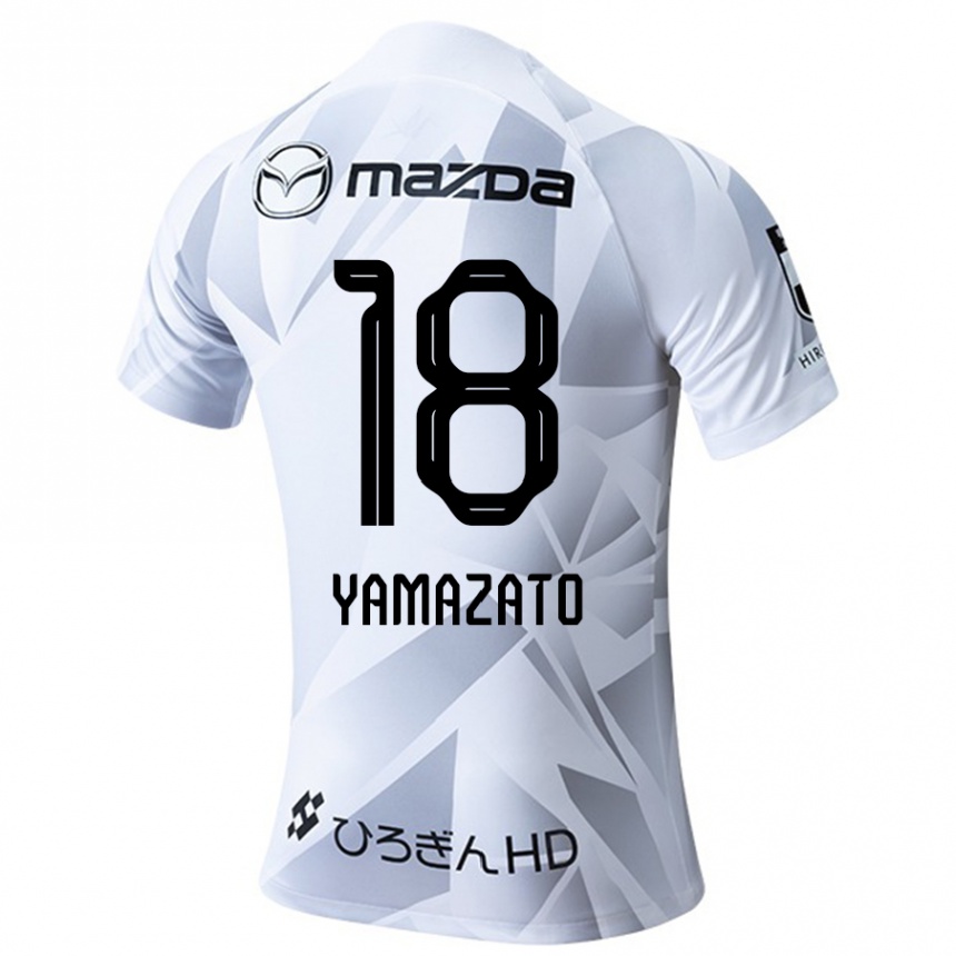 Kids Football Kenshin Yamazato #18 White Grey Black Away Jersey 2024/25 T-Shirt Australia