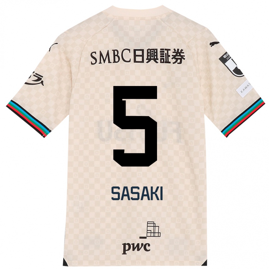 Kids Football Asahi Sasaki #5 White Gray Away Jersey 2024/25 T-Shirt Australia